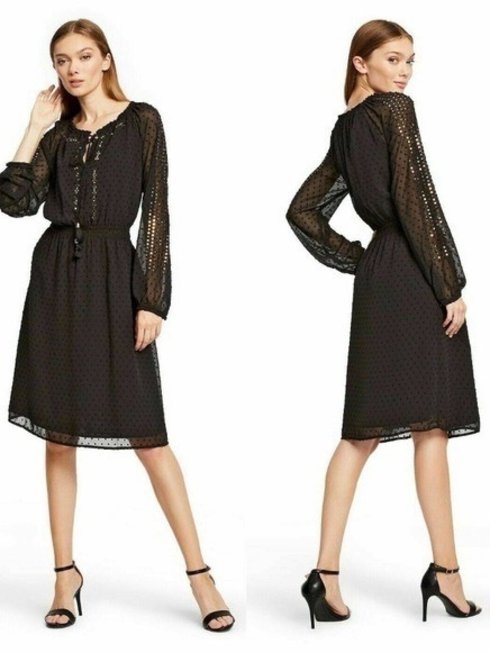 Altuzarra Black Sheer Swiss Dot Midi Dress